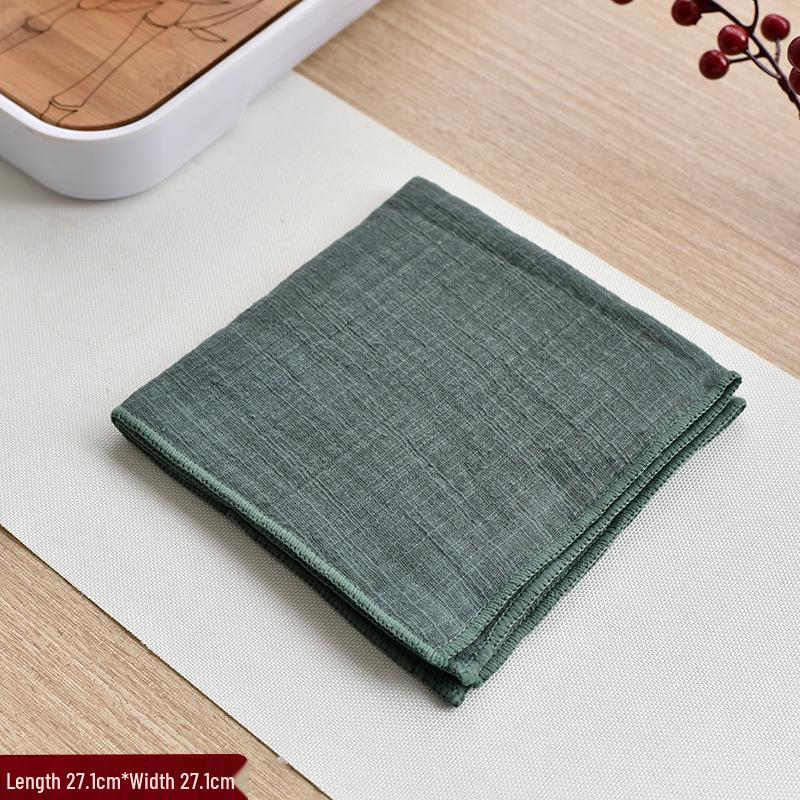 Japanese Zen Kung Fu Thickened Cotton Linen Tea Towel - Absorbent Cloth Tea Set Accessory. зелёный