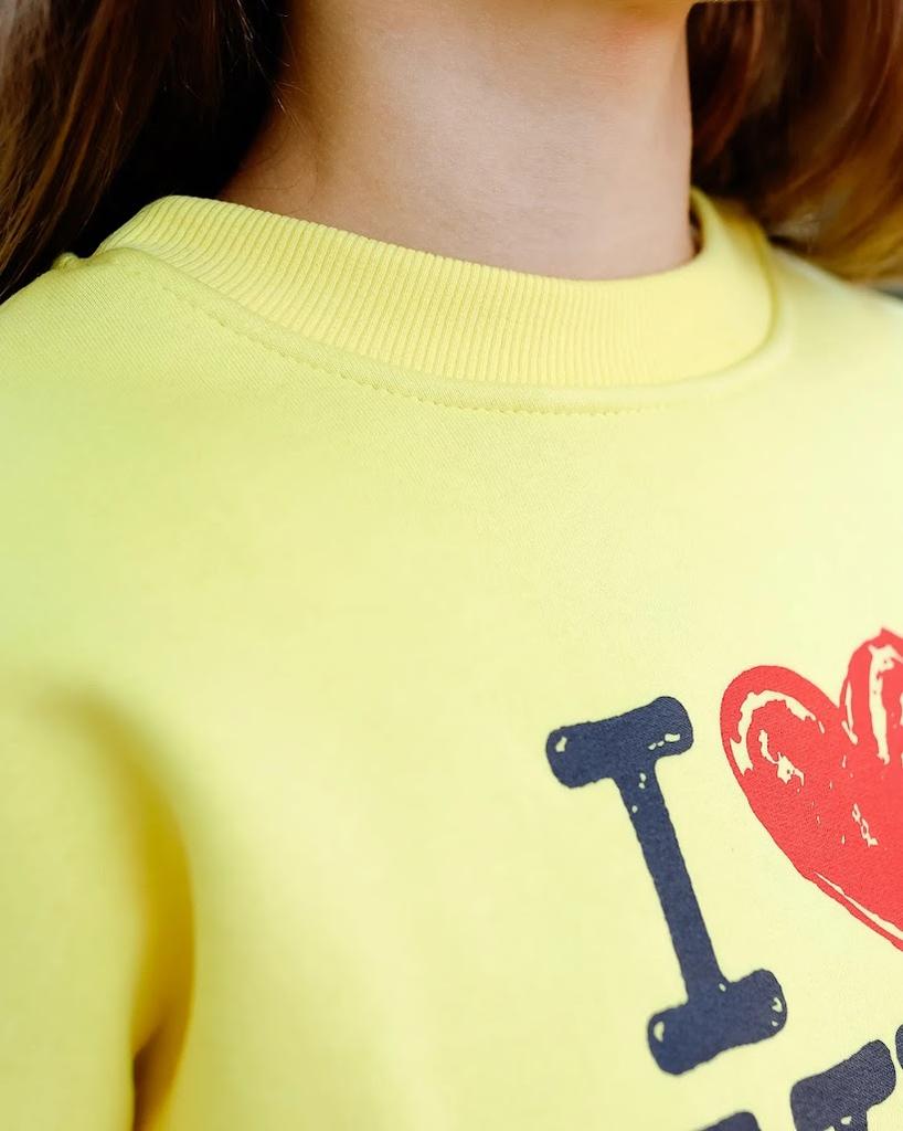 Mädchen Oversize Warmes Sweatshirt – Bedruckter Text, Winter, 6416-025-33 HC