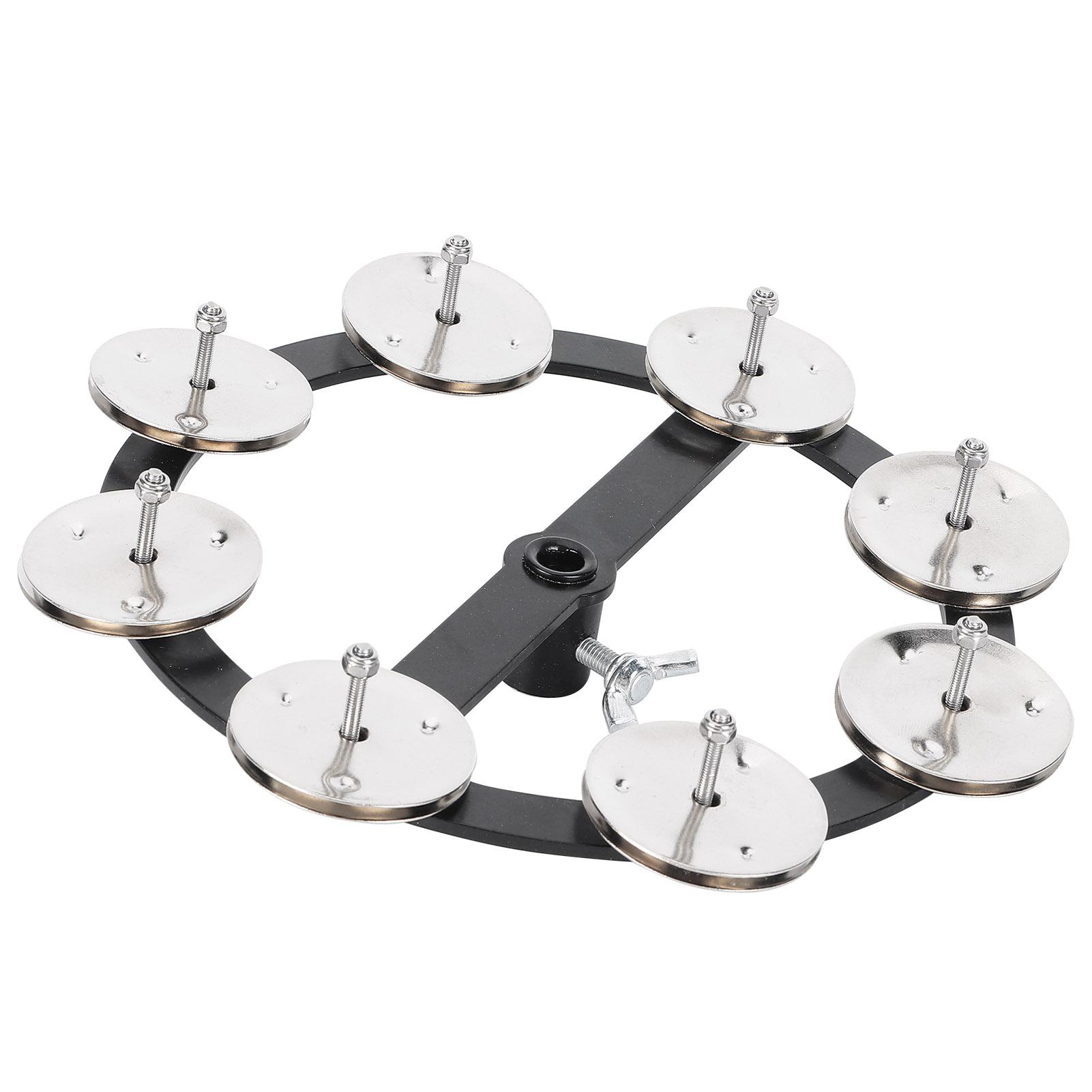 Set Tambourine Stainless Steel AllSilver Copper Shelf Percussion Instrument(Black )