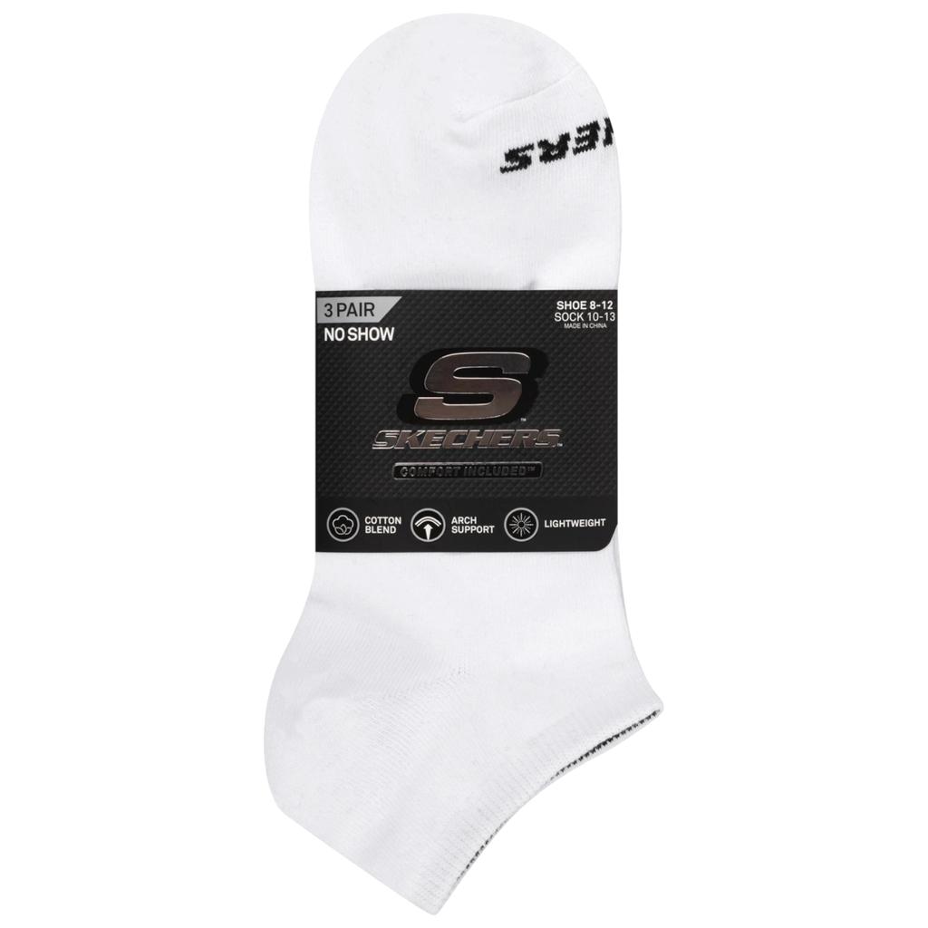 Skechers 3pk Unisex Non Terry No Show, Unisex white Socks