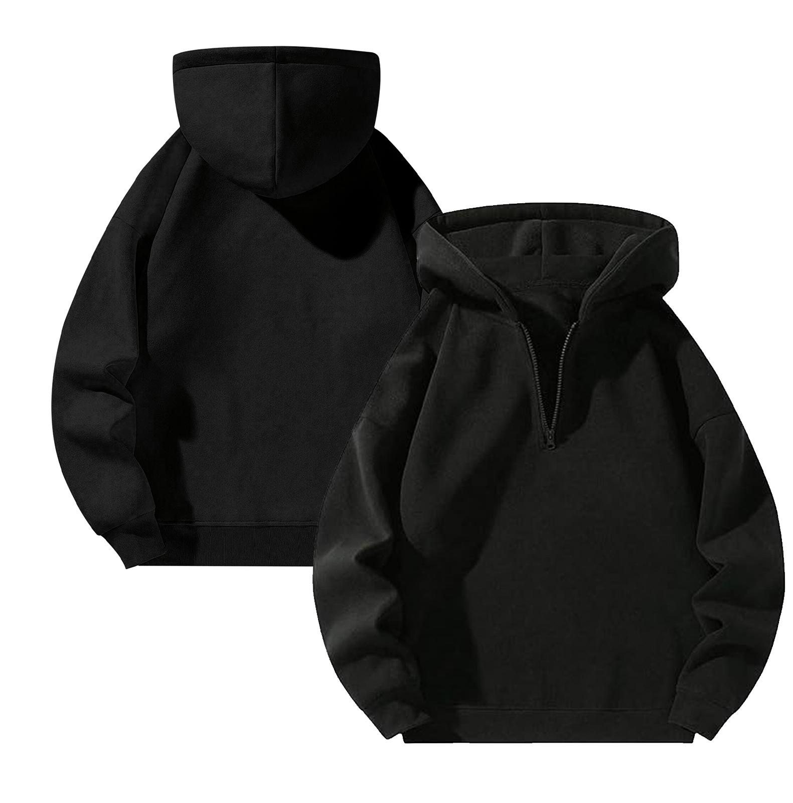 

Мужские толстовки с подкладкой Флисовые пуловеры Базовые топы Теплые зимние толстовки Мужские толстовки из флиса больших размеров с капюшоном XL чёрный