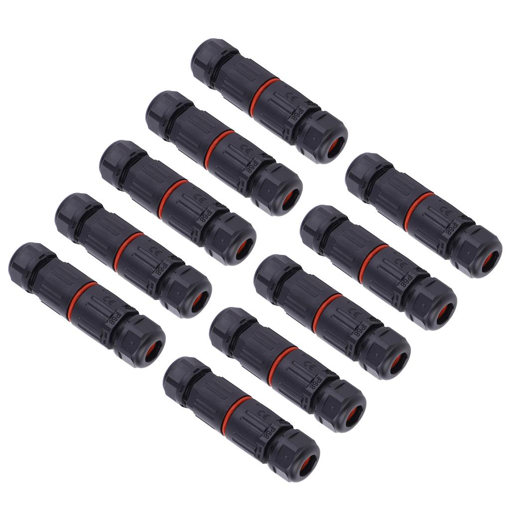 10PCS IP68 Waterproof Electrical Wire Cable 3Pin Connector Outdoor Plug Socket 0.5mm² 2.0mm²