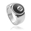 Punk Billiards Number Black 8 Ball Rings Metal Alloy Opening Adjustable Rings Fashion Hip Hop Rock For Women Men Jewelry Gift