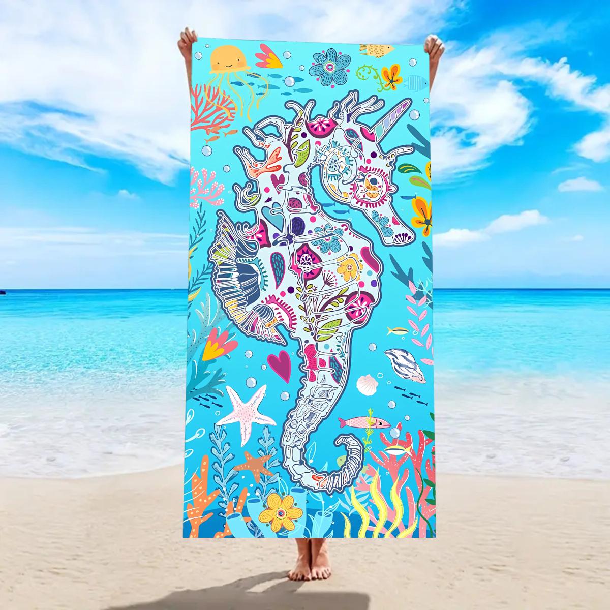

Cartoon Animal Printed Beach Towel Microfiber Quick Drying Absorbent Soft Swimming Towel Sports Bath Towel Pool Blanket W40*H60(CM)