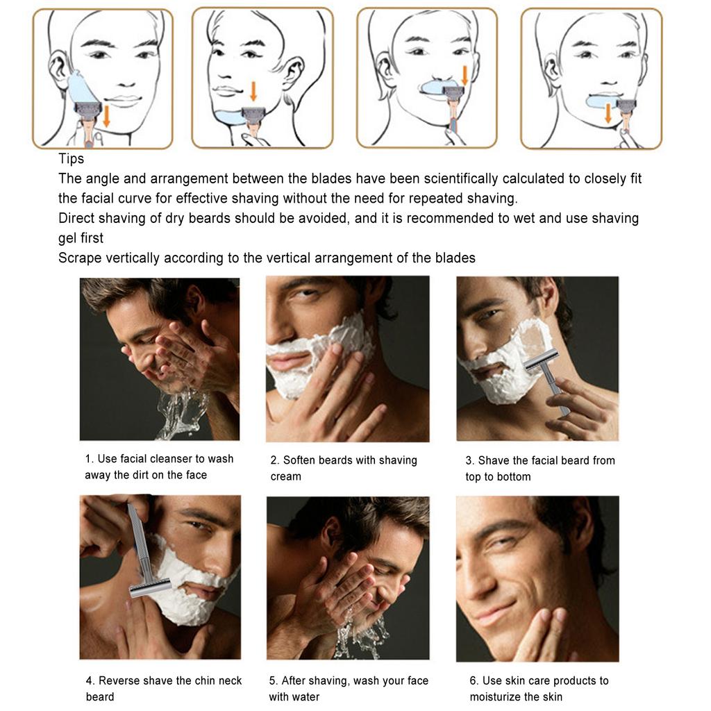 Zinc Alloy Men Portable Brass Handle Double Shaving with Base for Face Grooming