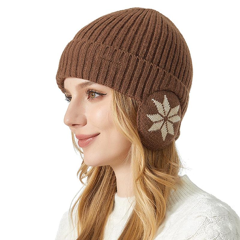 Winter dicke Schneeflocke Gehörschutz Strickmütze Herren warme Wollmütze Damen Outdoor Radfahren kältebeständige Mütze