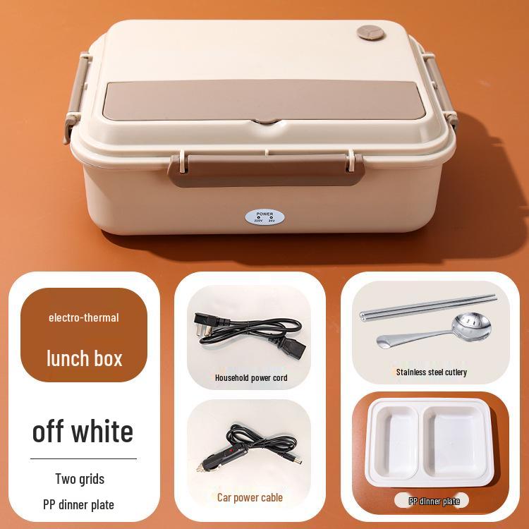 Portable Plug-in Electric Lunch Box with Stainless Steel Compartments and Self-Heating Insulation