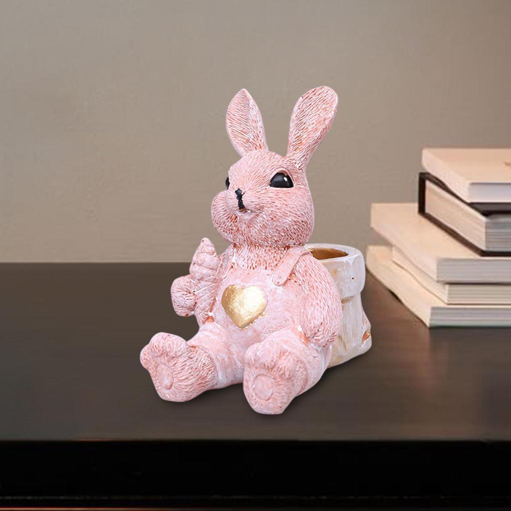 Flower Pot Ornament Spring Easter Decoration Sculpture Resin Container Bunny Figurine for Restaurant Office Yard Home Party