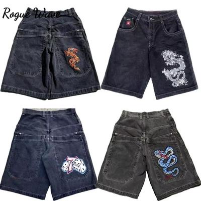 RogueWave American Retro Schräge Seitentasche Denim Shorts Sommer Y2k Trendy Locker Street Hip-hop Basketball Denim Shorts