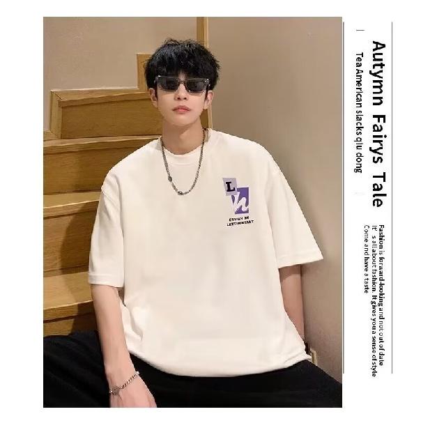 Tricou cu mânecă scurtă pentru bărbați, brand la modă, vară, vrac, cu mânecă cinci sferturi, la modă, minimalist, imprimat, top