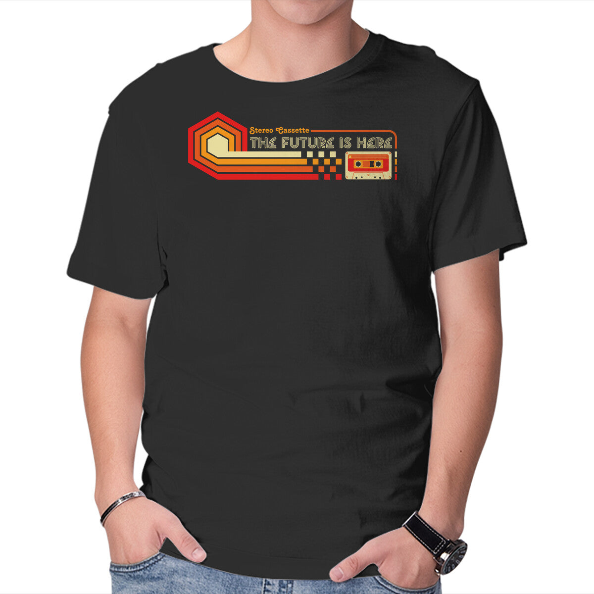 Unisex Crew Neck T-Shirt Future Is Here Graphic Short Sleeve Casual Tee M