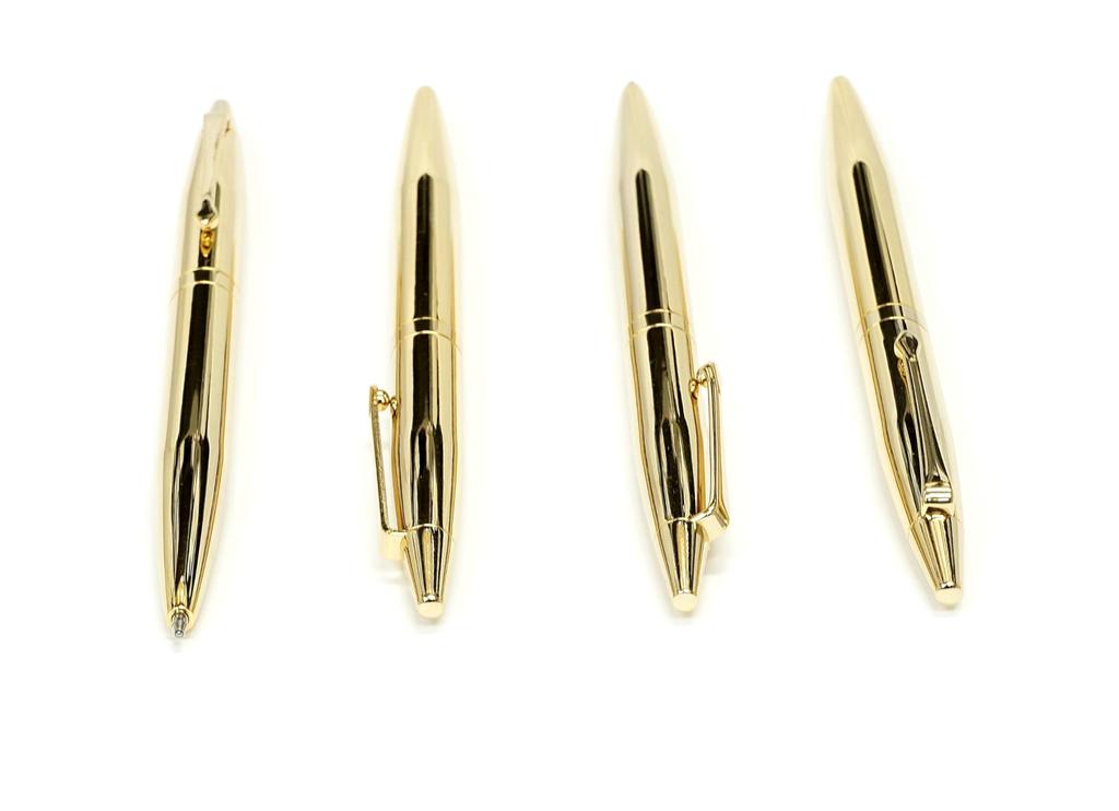 barrel Elegant Gold Twist Ballpoint Premium All-brass Pen, Boxed, K7-DS2-2, 2-Pack