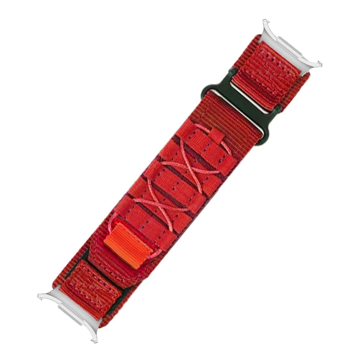 

Нейлоновый ремешок No Gaps для Samsung Galaxy Watch 7 Ultra 47 мм, спортивный браслет Quick Fit Band для Galaxy Watch Ultra 47 мм Galaxy Watch 7 Ultra 47mm красный/серебряный