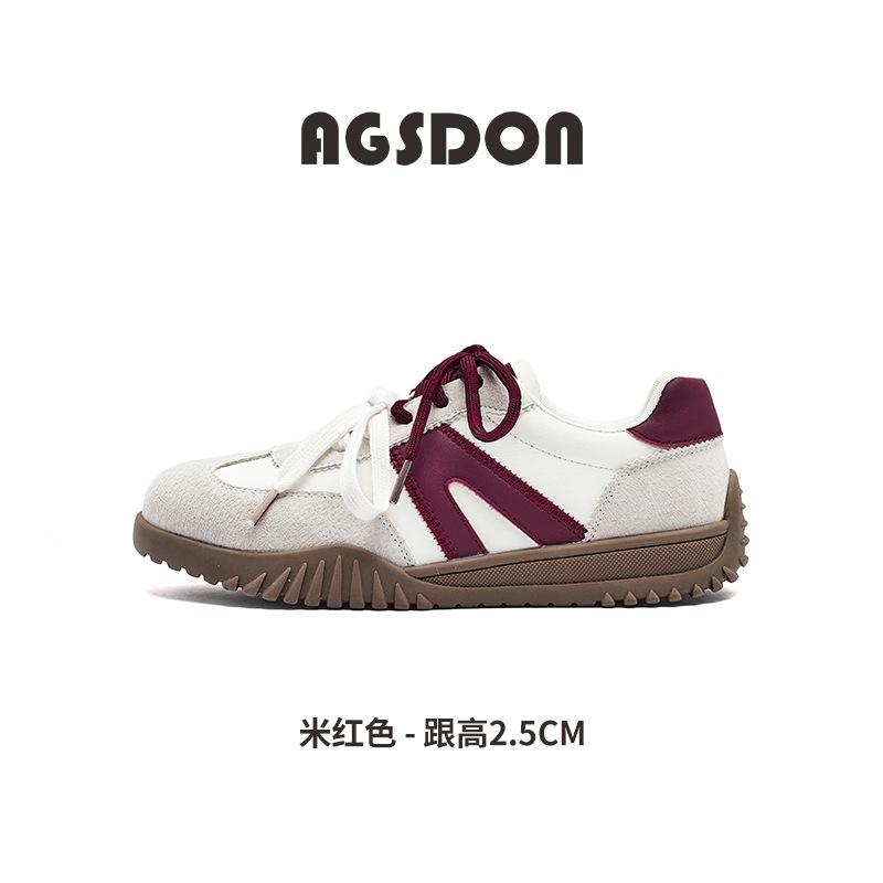 Augustus Dengde Training Shoes Women's 2025 New Spring Platform Sports Shoes Maillard Casual Retro Contrasting Color Board Shoes