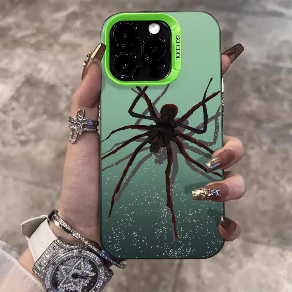 Black Spider Cartoon Cool Phone Case For iPhone 17 Pro Max 17e 16e 15 17 Air 14 13 12 11 Pro Max 8 Plus X IMD Shockproof Cover
