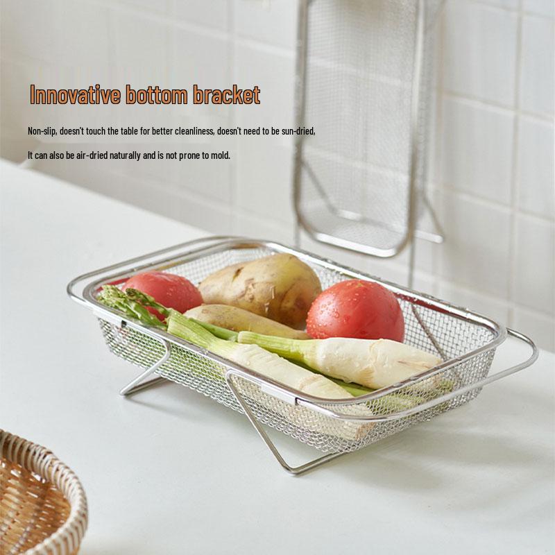 Stainless Steel Retractable Draining Basket for Kitchen Sink - Multi-functional Vegetable & Tableware Rack
