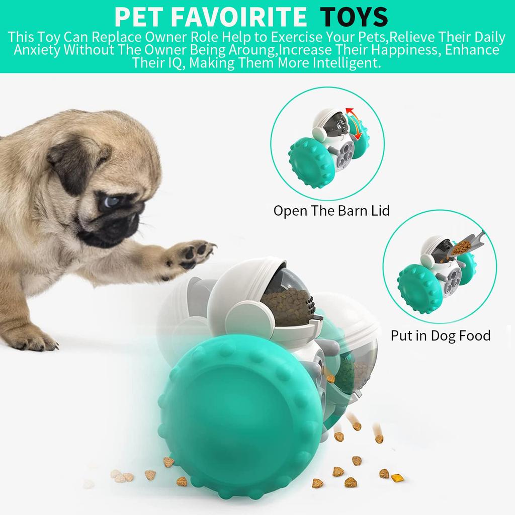 Interactive Food Toy for Dog and Cats, Pet Food Dispensor Tumbler Dog Treat Toy, Dog Slow Feeder Treat Dispensing Puzzle Toys Robot Shape