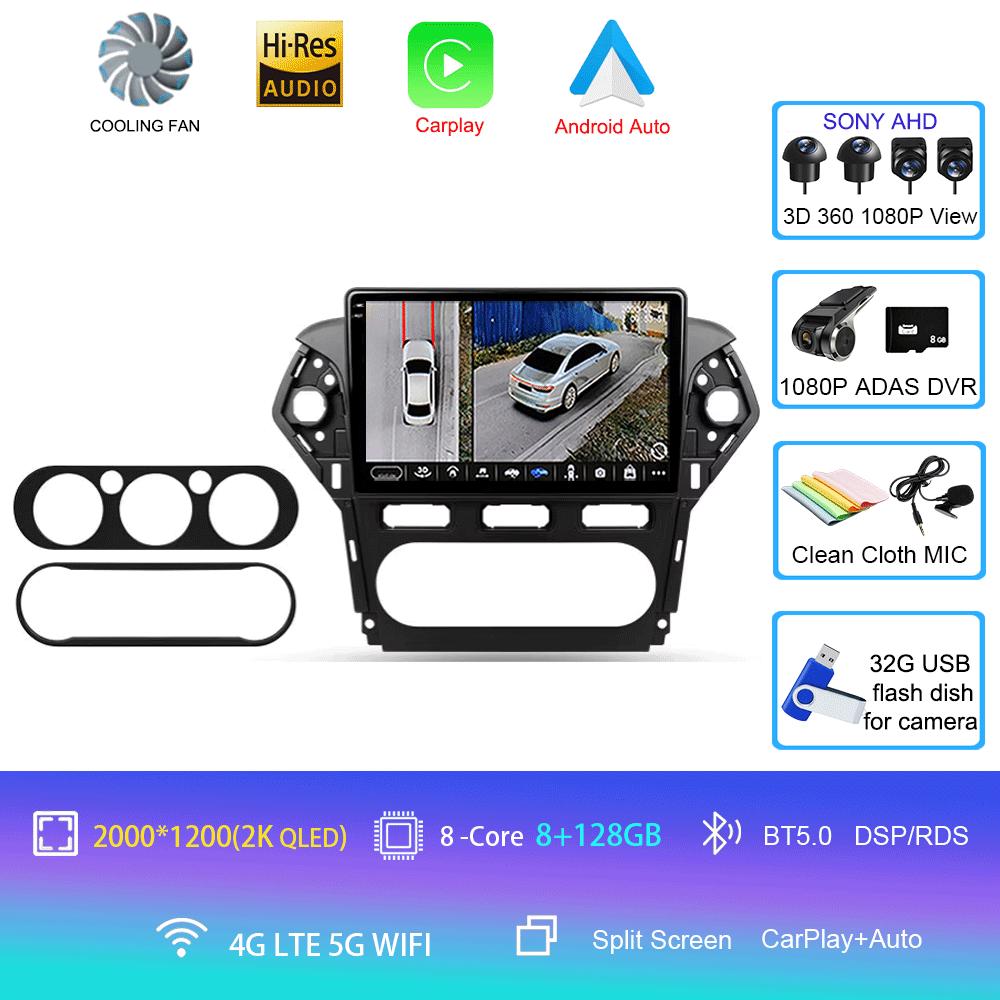 Car Radio Android 14 For Ford Mondeo 4 2010 2011 2012 2013 2014 Carplay Auto Multimedia GPS 360 Camera Player 2 Din Stereo Video