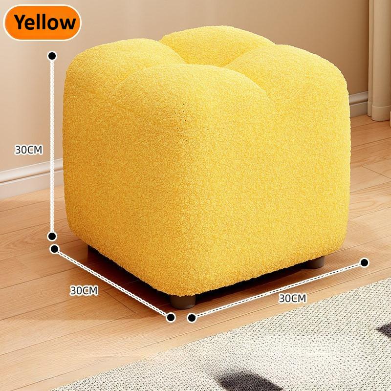 Lamb Wool Small Stool, Sitting Cushion, Sofa Stool, Living Room Small Stool, Shoe Changing Stool