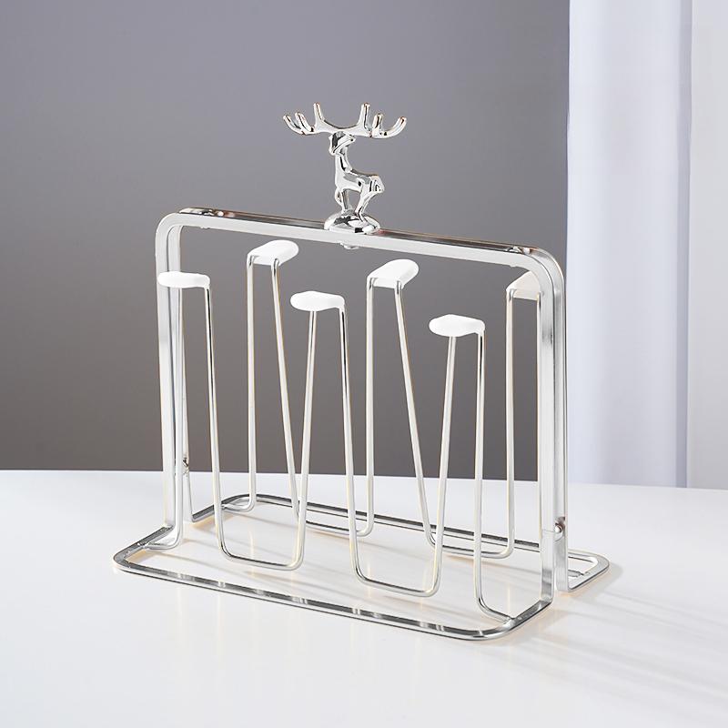 

GIANXI Home Nordic style Moose Design Iron Art Cup Holder Glass Cup Hanging Upside Down Storage Rack Cup Tray Holder