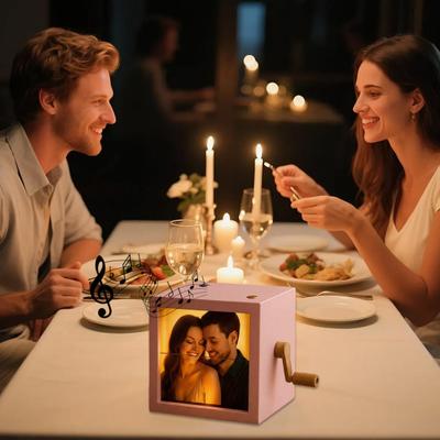 Yousheng Benutzerdefinierte Foto-Klappbox Handkurbel Flipbook Bilderbox mit Licht Personalisierter Foto-Klappbox Rahmen Animationsmaschine Geschenke für Weihnachten