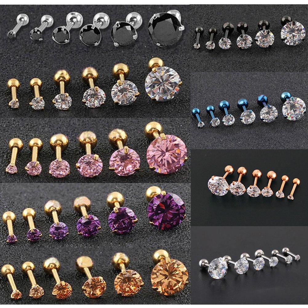 9 Farben Mode CZ 3 Prong Tragus Knorpel Edelstahl Ohrstecker Kristall Zirkon Ohrringe Piercing Schmuck