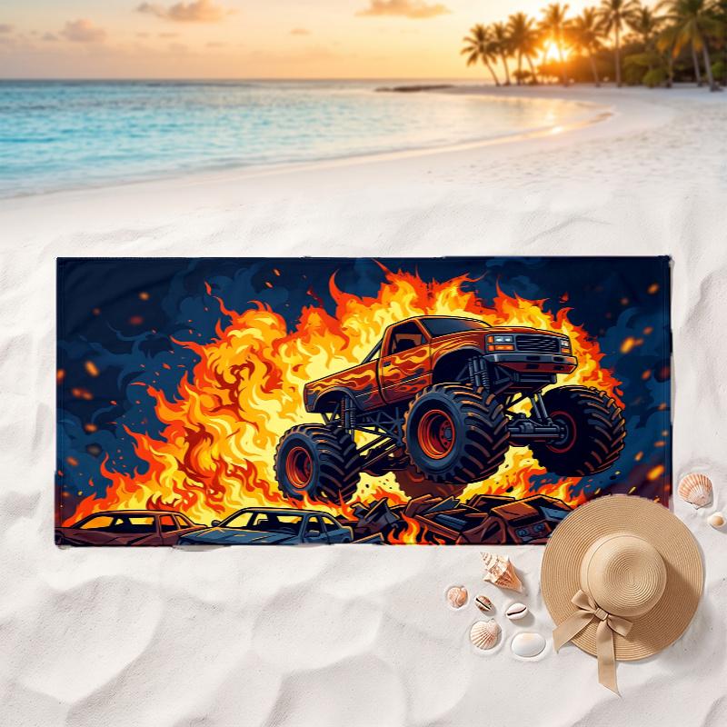 Monster Truck (1) Soft and comfortable beach towel perfect for vacations and poolside use an ideal gift for summer holidays