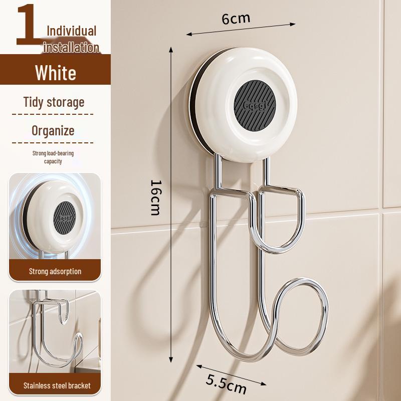Dopamine No-Punch Bathroom & Kitchen Wall-Mounted Storage Rack with Hooks
