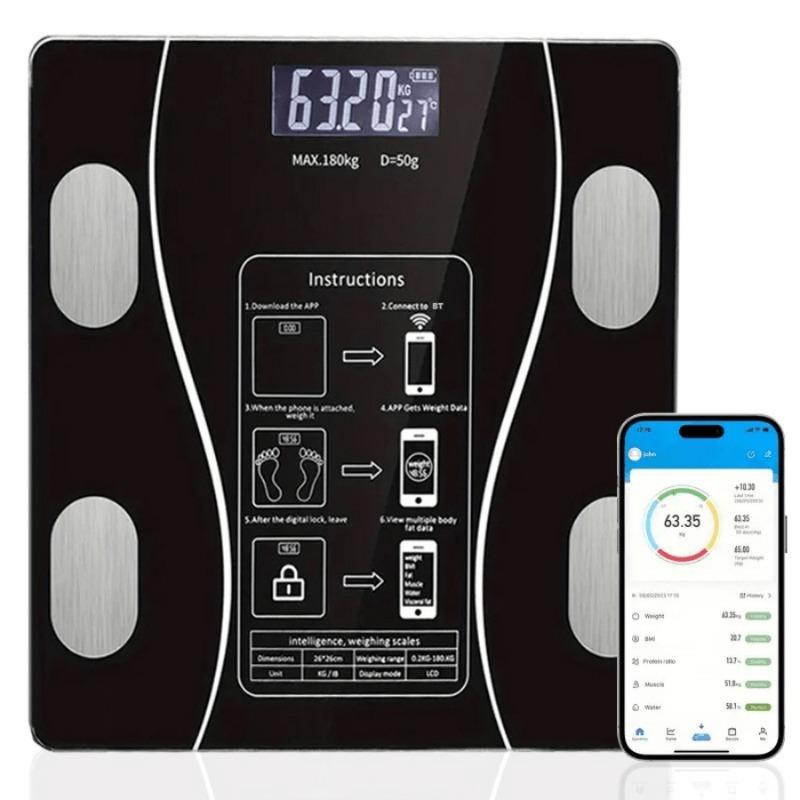 Smart Body Fat Scale with App - Digital Bathroom Weight Scale, Body Composition Analyzer with BMI, Muscle Mass, LED Display