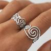 Stainless Steel Spiral Adjustable Open Rings for Women 18K Gold Plated Waterproof High Quality Ladies Jewelry for Vacation Etc
