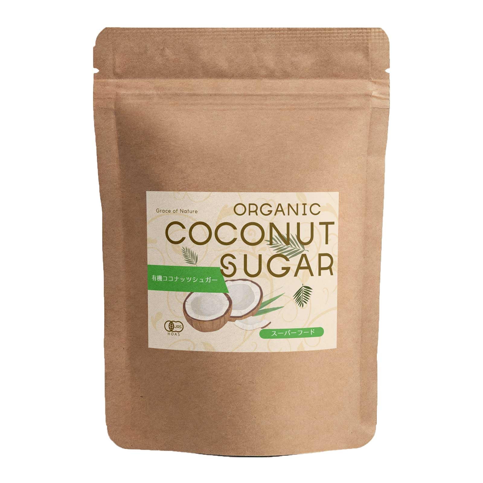Grace of Nature Organic Coconut Organic JAS Certified Sugar, Organic, Indonesian-made, (1000g)