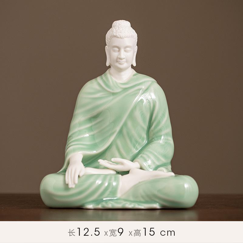 Buddha Statue Sakyamuni Buddha Figure Tathagata Buddha Statue Ceramic Lamp Circle Living Room For Incense Porch Home Decor