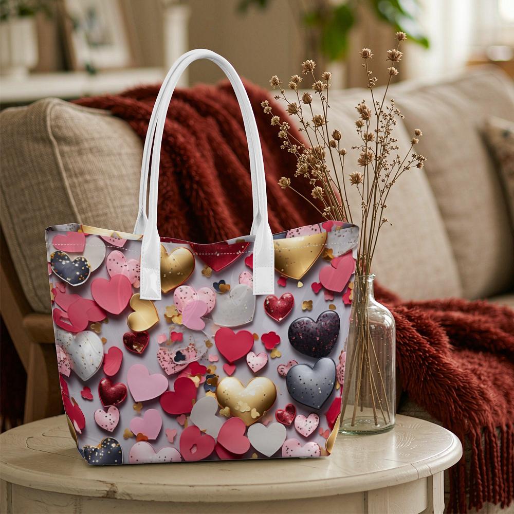 Sweet Heart Pattern Top Handle Bag Fashion Casual Large Capacity Daily Tote