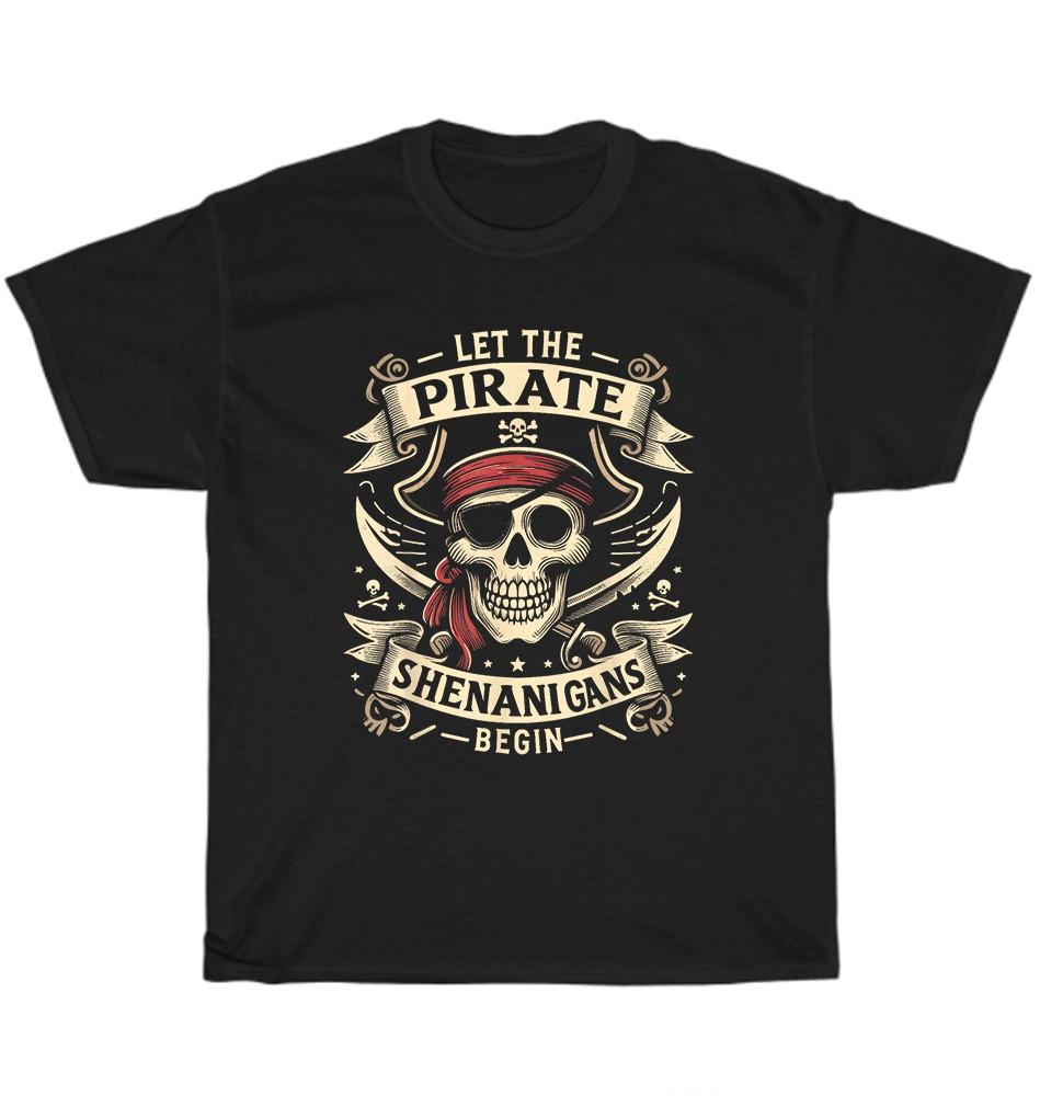 Halloween Skull Let The Pirate Shenanigans Begin T-Shirt Unisex Funny Tee Gift S разноцветный