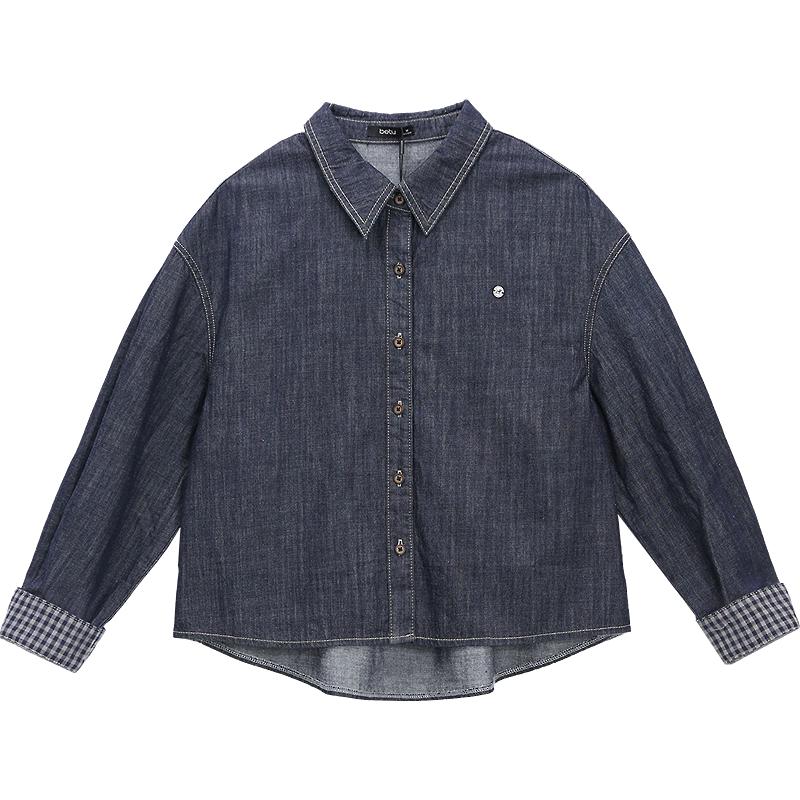 

Betu Women s Plaid Splicing Long-Sleeve Shirt L