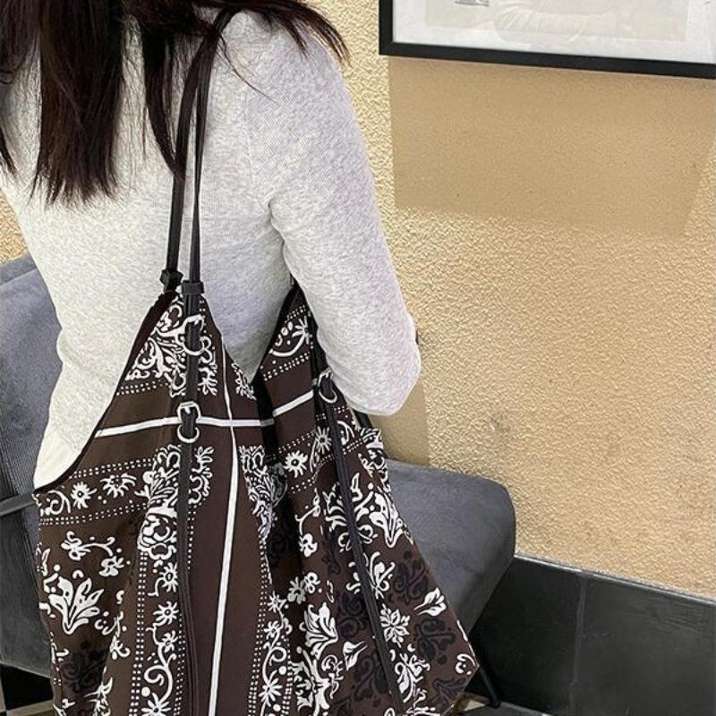 Large-capacity Printed Single-shoulder Shopping Bag, Tote Bag, Casual Women's Bag, Laid-back Commuting Handbag