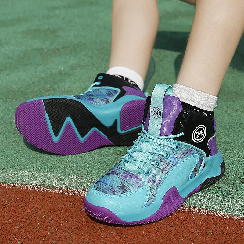 New Spring New Boys Basketball Shoes Breathable Shock Absorption Wear-resistant Students Combat Children's Basketball Shoes Outdoor