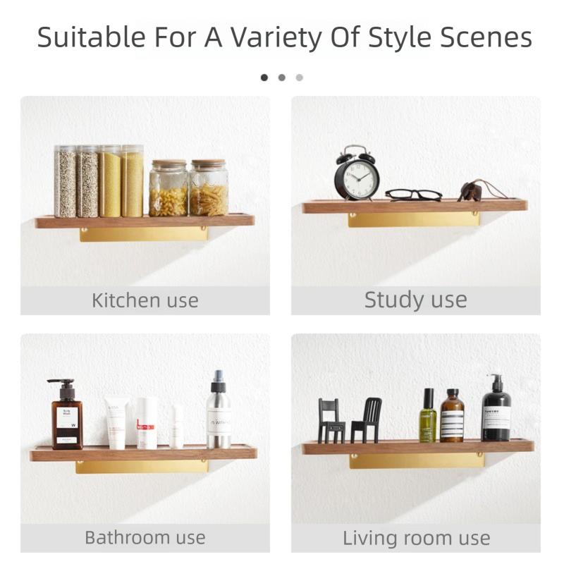 HeMu No Punch-free Walnut Wall One-piece Mirror Front Desk Storage Rack Bathroom Storage Rack Wall Wall Hanging Rack