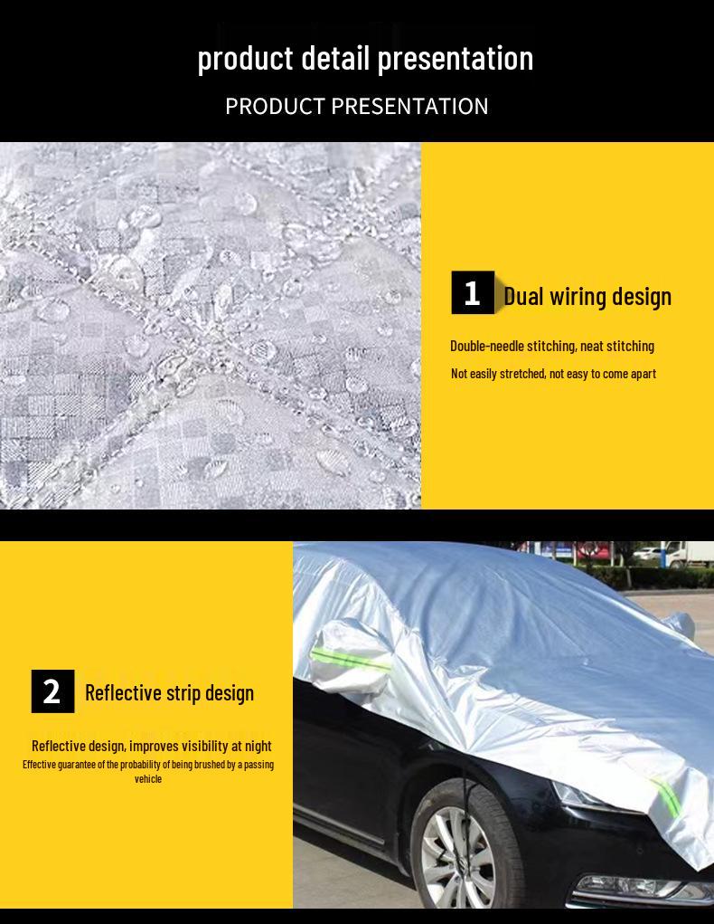Four-Season Half Car Cover: Heat-Insulating Sunshade with Thickened Aluminum Film