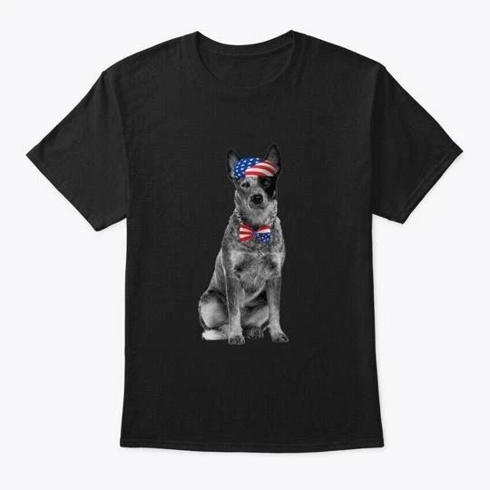 

Australian Cattle Dog American Patriotic T shirt Made in the USA Size S to 5XL M