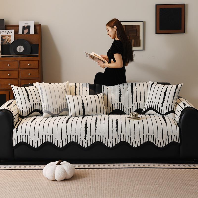 New Four-Season Universal High-End Special-Shaped Sofa Cushion Non-Slip Leather Sofa Straight Row Seat Cushion Cover Cloth Towel Cover