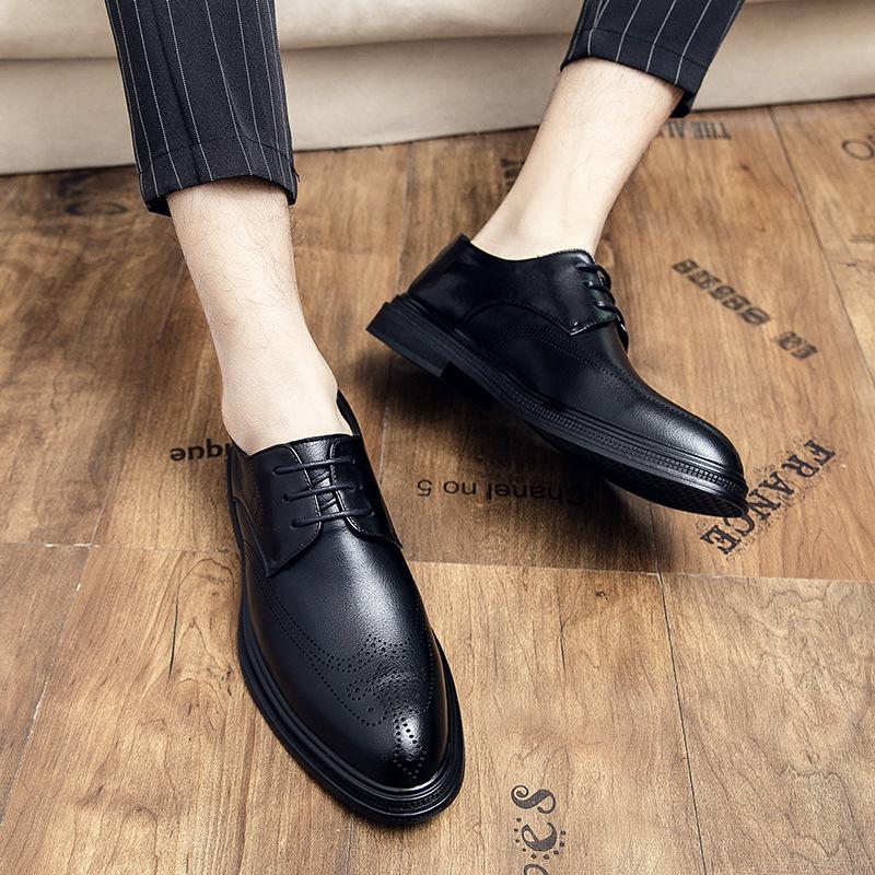 Brock Leder Schuhe eingraviert Britischer Stil Business Freizeit Friseur Hochzeits Bräutigam Schuhe Braun