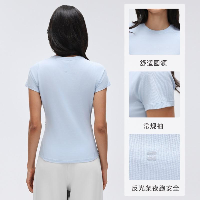 Summer round neck short-sleeved women's sweat-absorbing and breathable sports shirt, slim and thin running fitness yoga clothes