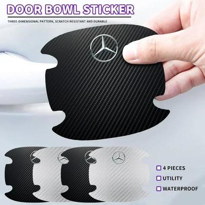 2026 Hot 4pcs/set Carbon Fiber Car Door Bowl Handle Anti-Scratches Sticker For Mercedes Benz B/C/E/S Class A Class C200L GLC GLE CLA