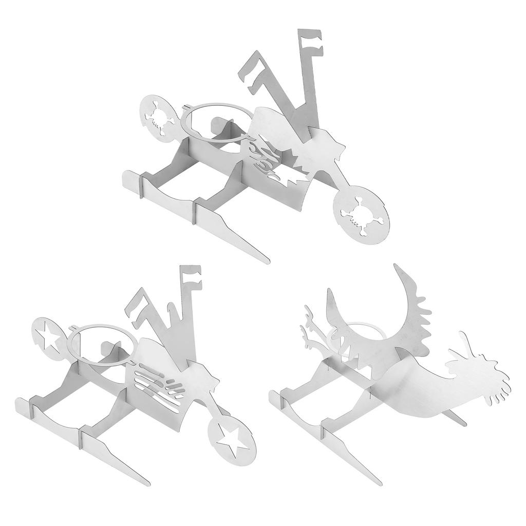 Stainless Steel Chicken Stand Removable Portable MotorcycleShape BBQ Roaster Stand for Party