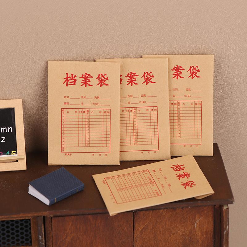 1/12 Dollhouse Simulation Kraft Paper Document Bags Dollhouse Study Office School Stationery Decoration Dolls House Accessories