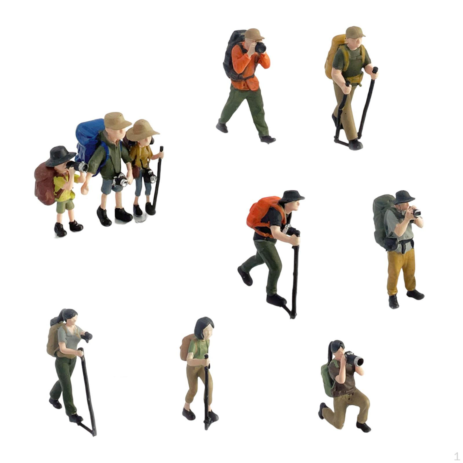 9x Миниатюрные фигурки в масштабе 1/64, расписанные вручную, Модель альпинистов, Реквизит, Реалистичная сцена с альпинистом, Люди
