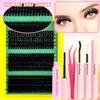 Cluster Lashes Kit Individual Lashes Volume Mixed Tray 3D Faux Mink Lashes Wispy Eyelash Extension Diy Makeup False Eyelashes