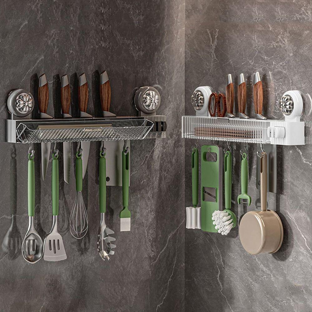Large Capacity Suction Cup Knives Rack Wall Mounted Kitchenware Organizer for Home