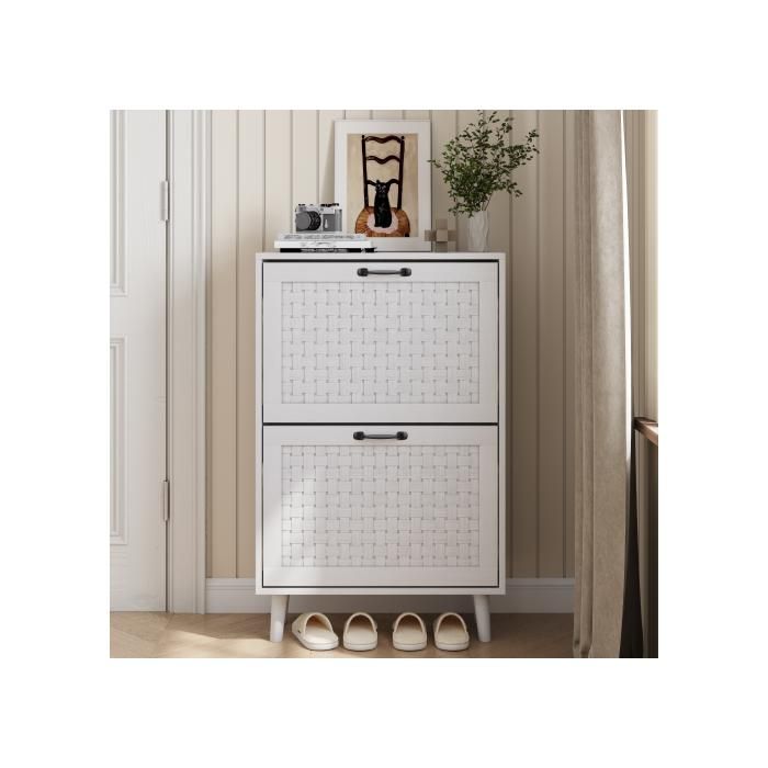 Meuble À Chaussures - MUVOE - Fait Main - 2 Tiroirs - Bois Massif - Design Bohémien